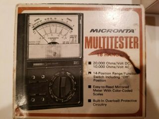 Vintage Micronta 18 - Range Multitester Cat No 22 - 201B 20,  000 OHMS/Volt DC,  Box 3