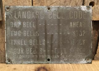 Antique Brass Nautical Naval Ship Standard Bell Code Plaque Sign
