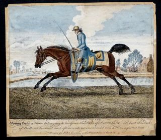 1743 Antique Race Horse Racing Hand Colored Etching Engraving By James Seymour