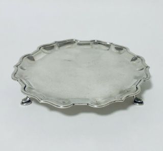 Small Antique Solid Sterling Silver Salver Dish Tray Waiter 1911 London