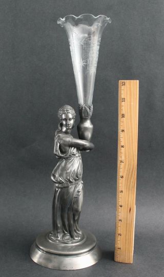 Unique Hidden Compartments,  Antique Reed Barton Silverplate Figural Vase Statue
