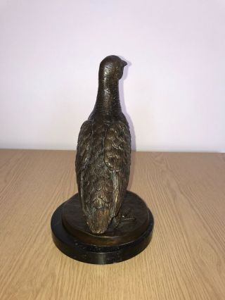 Antique Solid Quality Cast Bronze Grouse On Marble Base 4