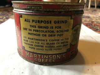 Vintage Martinson ' s Coffee Tin One Pound Can w/ Lid 3