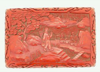 A Vintage Chinese Cinnabar Lacquer Box Cultural Revolution