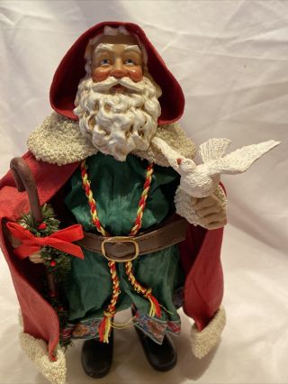 Clothtique By Possible Dreams Vintage 10 " Santa Holding A White Dove