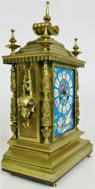 Antique French 8 Day Bronze & Sevres Porcelain Dial Ornate Cube Mantle Clock 4