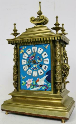 Antique French 8 Day Bronze & Sevres Porcelain Dial Ornate Cube Mantle Clock 6
