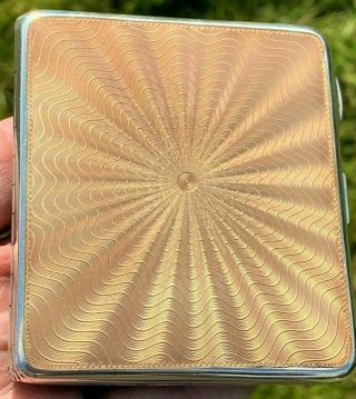 Art Deco Sterling Silver Gold Enamel Cigarette Case Ref 576
