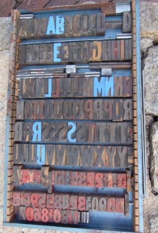 Large Antique Vintage Wood Letterpress Print Type Block A - Z Letters s 4