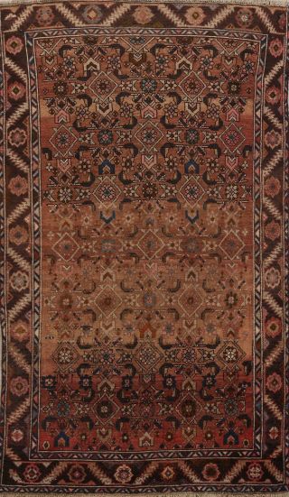 Antique Geometric Traditional Area Rug Wool Hand - Knotted Oriental Carpet 4x7 Red