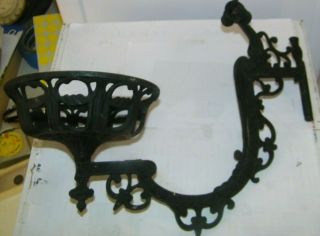 Vintage Antique Cast Iron Oil Lamp Holder Wall Type 5 " Wide Bowl Fancy