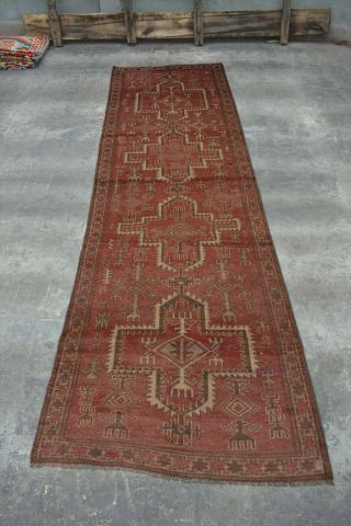 F2292 Vintage Handmade Afghan Tribal Wool Hallway Rug Runner 3 