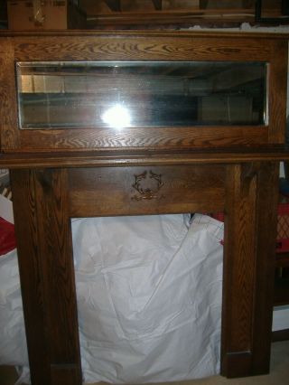 Vintage Dark Oak Fireplace Surround/mantel W/mirror