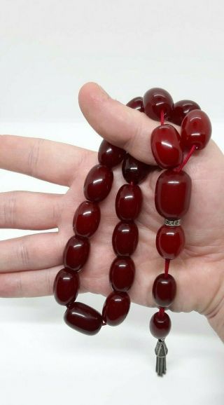 74 Grams Antique Faturan Cherry Amber Bakelite Rosary/prayer Beads.