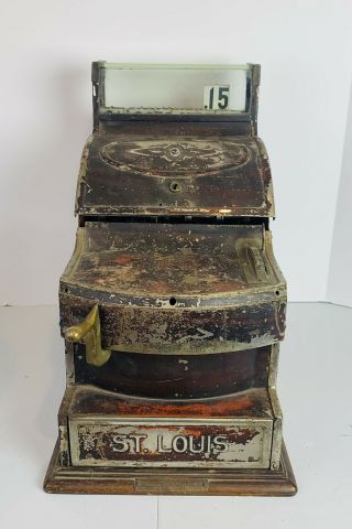 Antique St.  Louis Cash Register Company Cheese Cutter Cash Register Early 1900’s