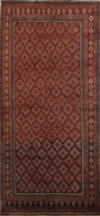 4x7 Vintage Balouch Handmade Traditional Geometric Area Rug Wool Oriental Carpet