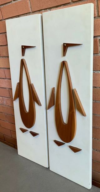 Vintage Peter Pepper Abstract Wood Penguin Wall Hangings Mid Century Modern 60s 6