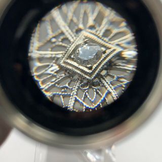 Antique Deco 14k White Gold Platinum Diamond Filigree Brooch Pin 2