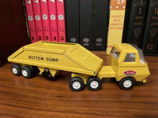 Vintage Tonka Mini Bottom Dump Truck And Flat Bed Trailer Combo