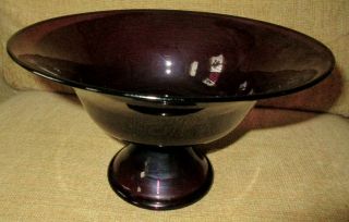 Antique Vintage Blown Amethyst Purple Glass Pedestal Fruit Bowl Art Deco Nr
