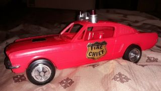 Vintage 1967 Ford Mustang Fastback Fire Chief Toy Car Processed Plastic Orig Tag