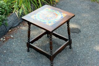 Vintage California Tile Table Pottery Walnut Catalina Taylor Arts & Crafts 2