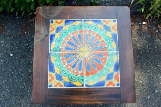 Vintage California Tile Table Pottery Walnut Catalina Taylor Arts & Crafts 4
