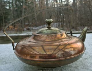 Vintage Copper And Brass Teapot Kettle Farmhouse Kitchen Kettle Made In Holland