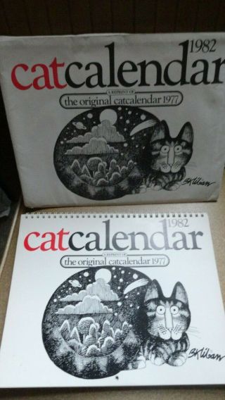 Vtg B Kliban 1982 Cat Calendar W/mailing Envelope 1977 Reprint Kliban