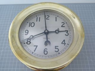 1940 - 1944 Brass Ships Bulkhead Clock By Teh Chelsea Clock Co Boston - Boxed.