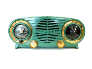 Vintage 1950s Old Near Zenith Green Mid Century Antique Clock Tube Radio