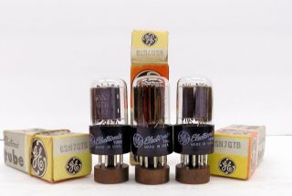 A Trio Of N.  O.  S Vintage General Electric 6sn7gtb Vacuum Tubes W/matching Codes