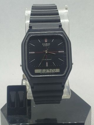 Rare Vintage Men’s Casio Aq - 8w Quartz Black Dial Watch Module 308 Running