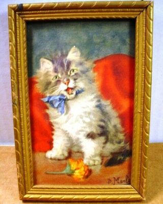 Vintage Daniel Merlin 3d Raised Print Of Kitten