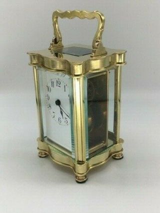 Antique French Brass And 5 - Glass " Louis Xv Doucine " Cased Carriage Clock & Key.