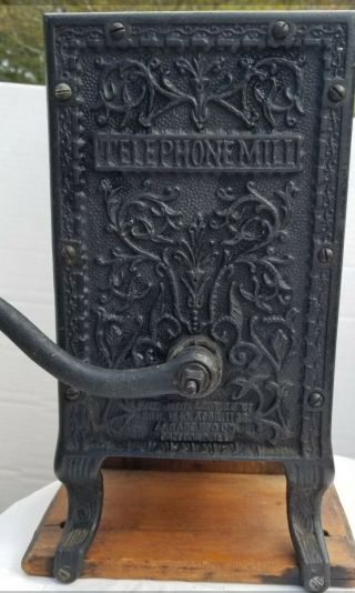 Antique Arcade “telephone Mill” Coffee Grinder,  1808 – Primitive