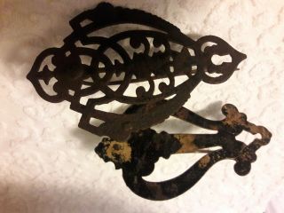 Two Vintage Antique Cast Iron/Metal Wall Hanging Spike Hook Bill Receipt Holder 2