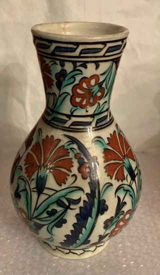 antique Iznik - style Cantagalli pottery jug,  decorated with blue t 3