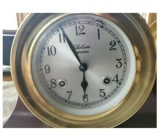 1912 Chelsea Antique Ships Bell Clock 4 1/2 In