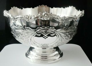 Large Hand Chased Silver Plated Fruit Bowl,  20th Century Cavalier