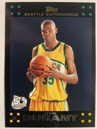 2007 - 08 Kevin Durant Topps 50th Anniversary Black Border Rookie 112