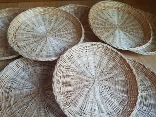 8 Vintage Wicker Rattan Paper Plate Holders Chargers Picnic Kitchen