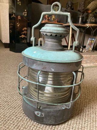 Antique Ca 1900 Perko Perkins Marine Masthead Lantern - Large - Corning Lens