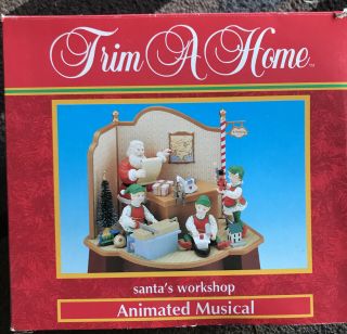 Vintage Christmas Trim A Home Santa ' s Workshop Animated Musical,  NIB 2