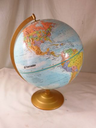 Vintage Globemaster 12 " Raised Relief Legend World Globe W/ Metal Base