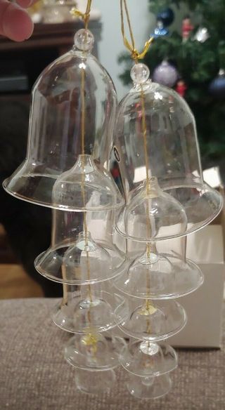 Vintage 5 Tier Clear Glass Nesting Bells 7 " Long