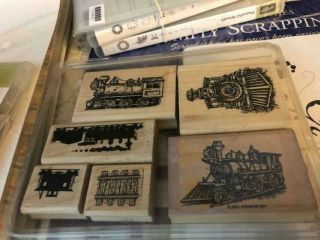 Stampin Up All Aboard Trains Wood Stamps Rare Set Vintage 2001 Excellentset Of 6