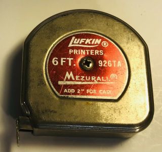 Vintage Lufkin Mezurall Specialized Printers 6 Foot Tape Measure 926ta