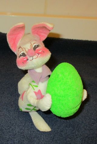 Vintage 1971 Annalee Mobilitee Doll 6 1/2 " Easter Bunny With Egg