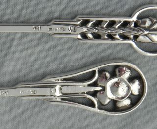Cased Set 6 Australian Sterling Silver Spoons,  James Linton Arts & Crafts,  11cm 4